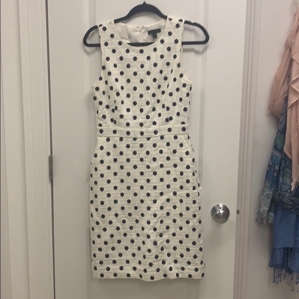 J. Crew White and Black Polka Dot Dress